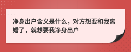 净身出户含义是什么，对方想要和我离婚了，就想要我净身出户