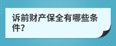 诉前财产保全有哪些条件？