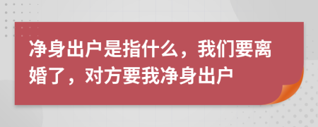 净身出户是指什么，我们要离婚了，对方要我净身出户