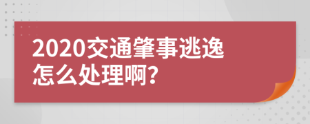 2020交通肇事逃逸怎么处理啊？