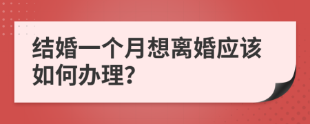 结婚一个月想离婚应该如何办理？