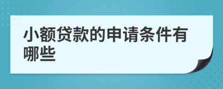 小额贷款的申请条件有哪些