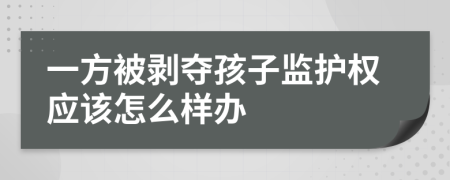 一方被剥夺孩子监护权应该怎么样办