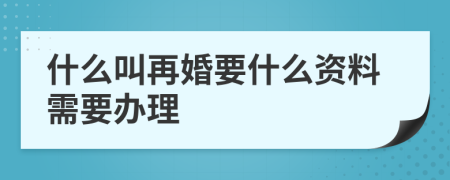 什么叫再婚要什么资料需要办理