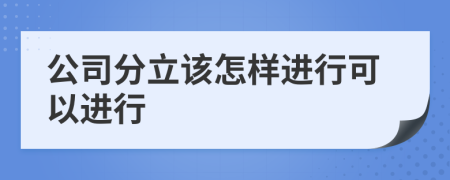 公司分立该怎样进行可以进行