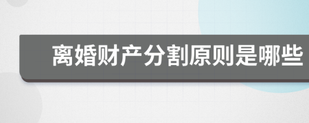 离婚财产分割原则是哪些