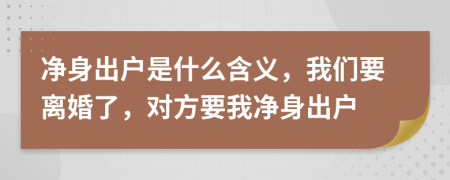 净身出户是什么含义，我们要离婚了，对方要我净身出户