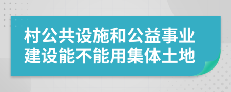 村公共设施和公益事业建设能不能用集体土地