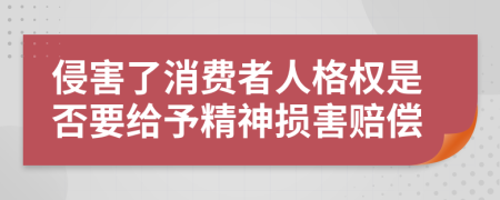 侵害了消费者人格权是否要给予精神损害赔偿