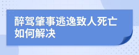 醉驾肇事逃逸致人死亡如何解决