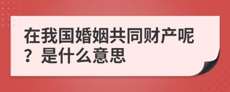 在我国婚姻共同财产呢？是什么意思