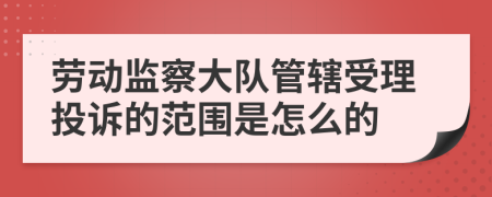 劳动监察大队管辖受理投诉的范围是怎么的