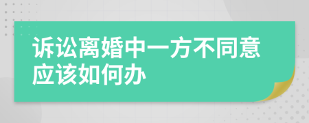 诉讼离婚中一方不同意应该如何办