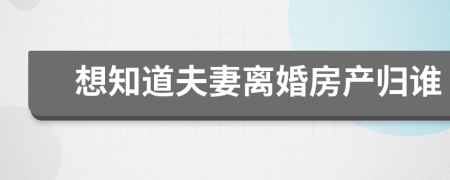 想知道夫妻离婚房产归谁