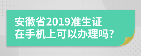 安徽省2019准生证在手机上可以办理吗?