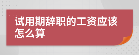 试用期辞职的工资应该怎么算