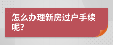 怎么办理新房过户手续呢？