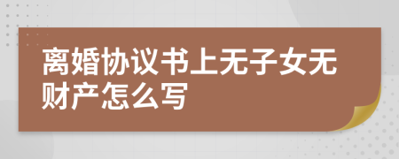 离婚协议书上无子女无财产怎么写