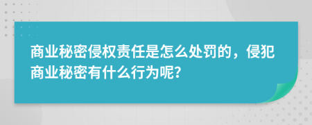 商业秘密侵权责任是怎么处罚的，侵犯商业秘密有什么行为呢？