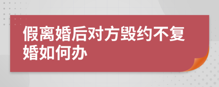 假离婚后对方毁约不复婚如何办