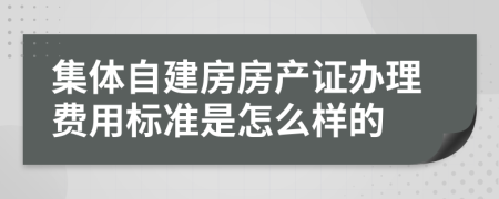 集体自建房房产证办理费用标准是怎么样的