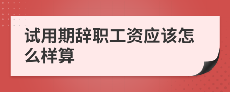 试用期辞职工资应该怎么样算