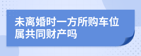 未离婚时一方所购车位属共同财产吗