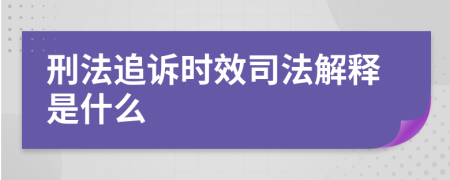 刑法追诉时效司法解释是什么