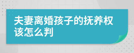 夫妻离婚孩子的抚养权该怎么判