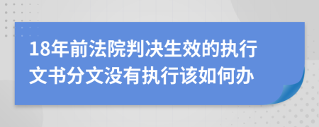 18年前法院判决生效的执行文书分文没有执行该如何办