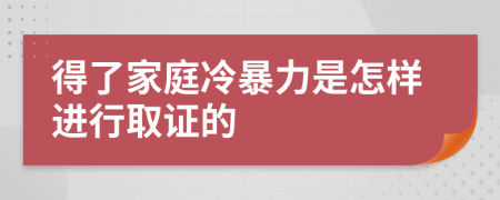 得了家庭冷暴力是怎样进行取证的