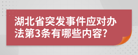 湖北省突发事件应对办法第3条有哪些内容?