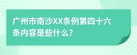 广州市南沙XX条例第四十六条内容是些什么?