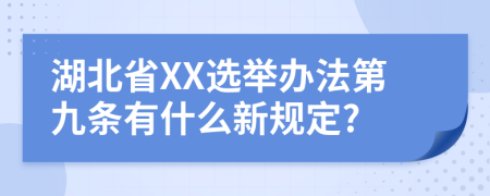 湖北省XX选举办法第九条有什么新规定?