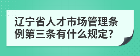 辽宁省人才市场管理条例第三条有什么规定?