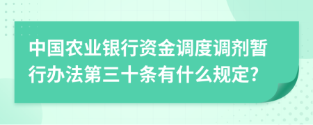 中国农业银行资金调度调剂暂行办法第三十条有什么规定?