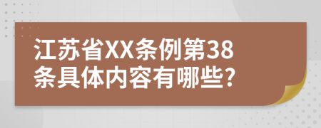 江苏省XX条例第38条具体内容有哪些?