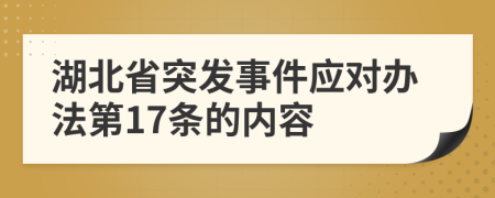 湖北省突发事件应对办法第17条的内容