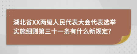 湖北省XX两级人民代表大会代表选举实施细则第三十一条有什么新规定?