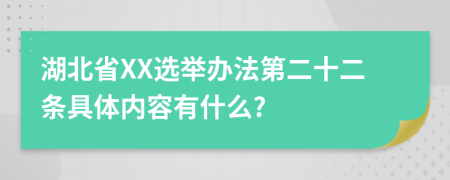 湖北省XX选举办法第二十二条具体内容有什么?