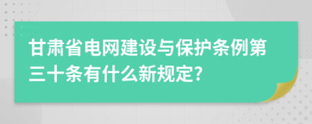 甘肃省电网建设与保护条例第三十条有什么新规定?