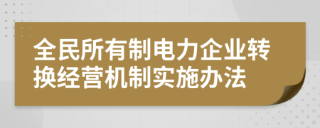 全民所有制电力企业转换经营机制实施办法