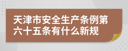 天津市安全生产条例第六十五条有什么新规