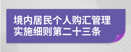 境内居民个人购汇管理实施细则第二十三条