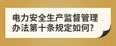 电力安全生产监督管理办法第十条规定如何?