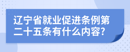 辽宁省就业促进条例第二十五条有什么内容?