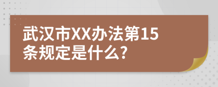 武汉市XX办法第15条规定是什么?