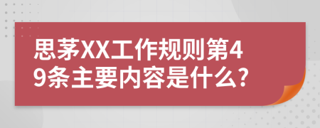 思茅XX工作规则第49条主要内容是什么?