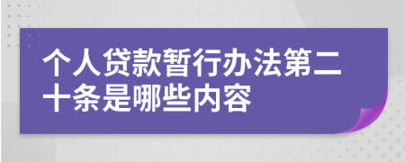 个人贷款暂行办法第二十条是哪些内容