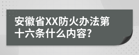 安徽省XX防火办法第十六条什么内容?